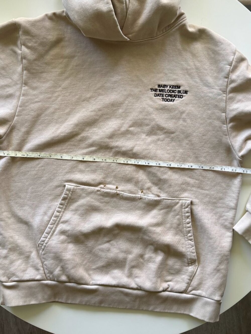 Baby Keem The Melodic Blue Tour Hoodie Size Large Tan Beige Distressed Merch